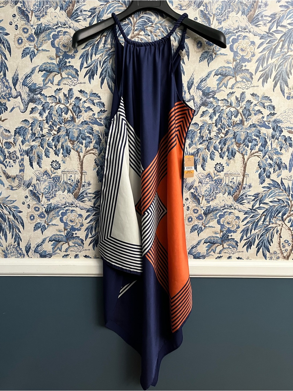 RACHEL Rachel Roy Navy Dress with Orange & White Accents